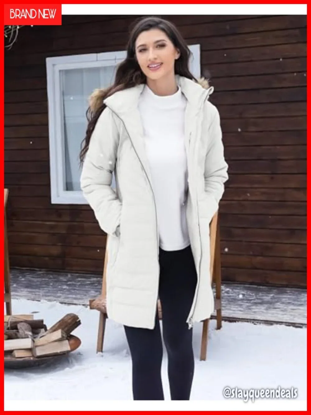 Women's Long Puffer Jacket Waterproof Quilted Parka with Removable Faux Fur Hood